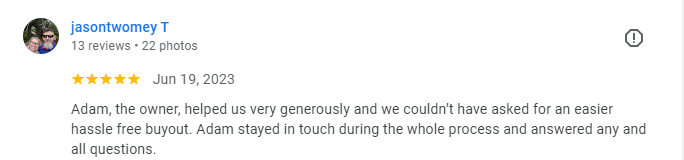 Google review from Jason Twomey about a professional experience selling his house